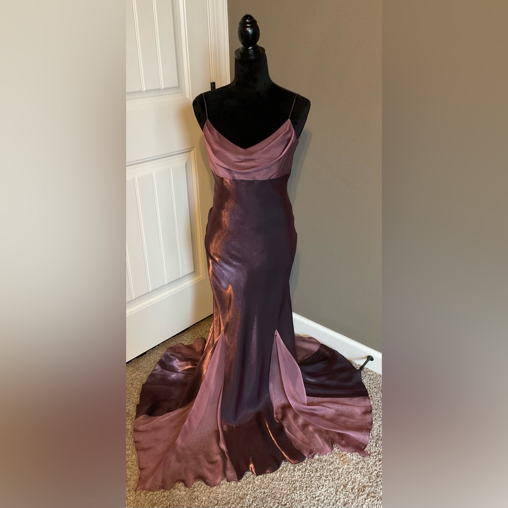 Elegant Satin Evening Gown in Plum